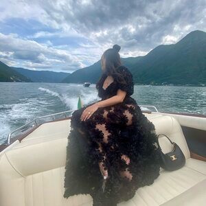 For Love And Lemons Astrid Black Floral Lace Maxi Dress